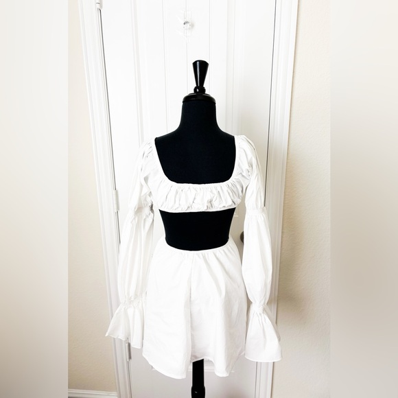 Alamour The Label Katerina Puff Sleeve Mini Dress White Size Large - Picture 4 of 4